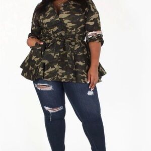 Camouflage Peplum Jacket